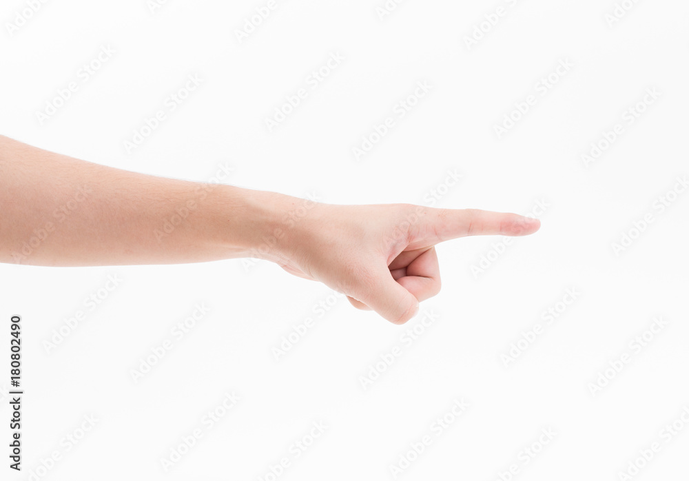 Man hand pointing isolated on white background Man hand pointing isolated on white background