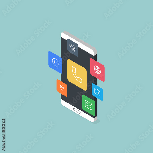 Mobile application icon set flat design concept