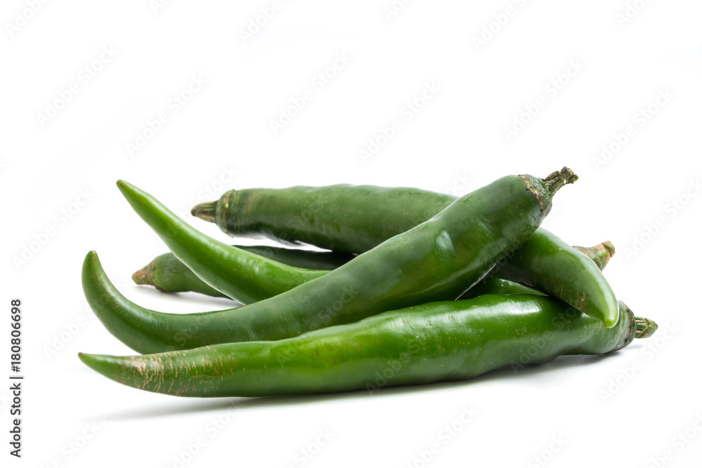 Fresh Green chili papper on white background. Fresh Green chili papper on white background.