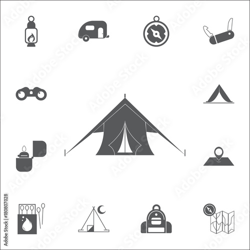 tent Icon Vector illustration. Set of camping icons photo
