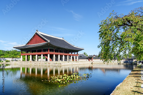 Beautiful view of Gyeonghoeru Pavilion and Gyeongbokgung Palace