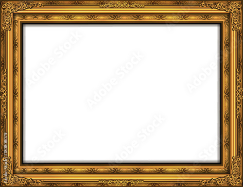 Thailand Royal gold frame on drake pattern background, Vintage photo frame on drake background, antique, vector design pattern