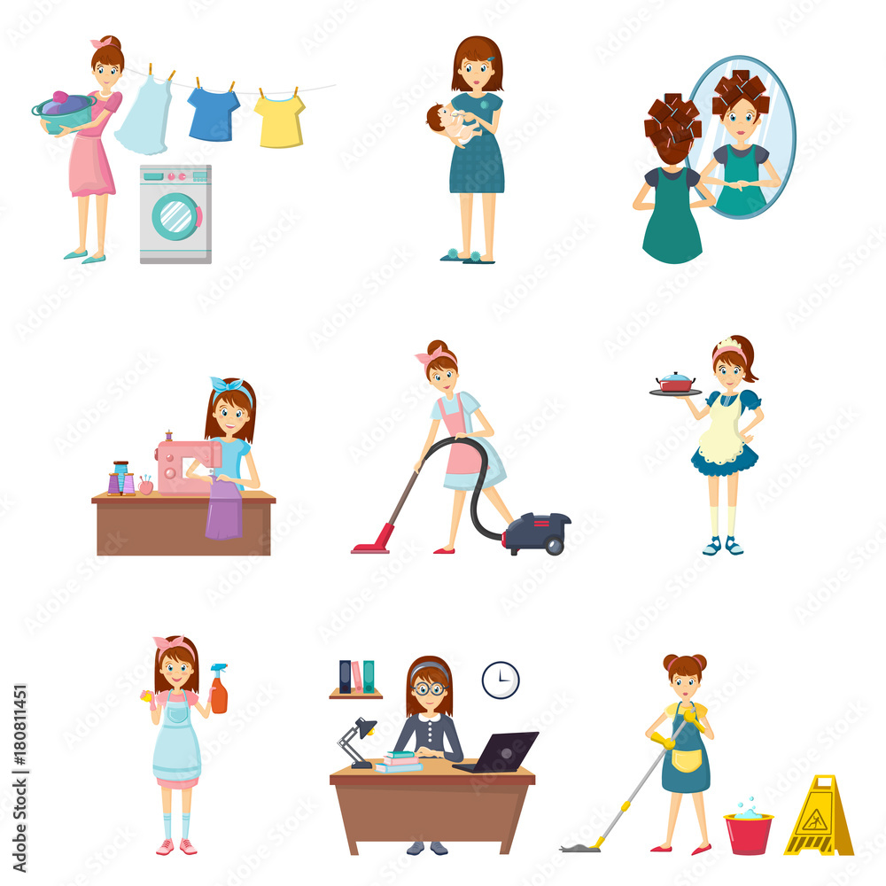 Set of girl in different situations lifestyle, life and engaged. Set of girl in different situations lifestyle, life and engaged.