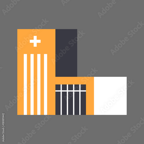 Hospital Building Icon Medical Treatment Concept Flat Vector Illustration
