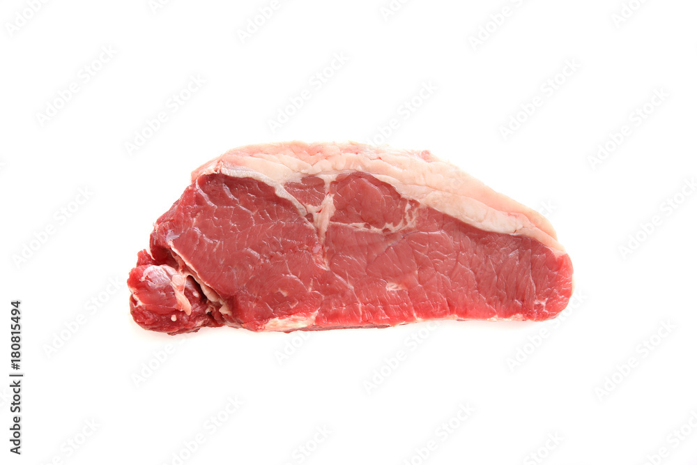 Fresh raw beef steak isolated in white background