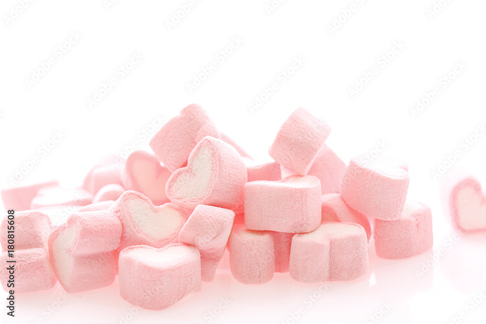 Pink Heart marshmallow isolated in white background Pink Heart marshmallow isolated in white background