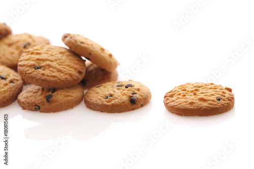 Chocolate chip cookie isolated in white background