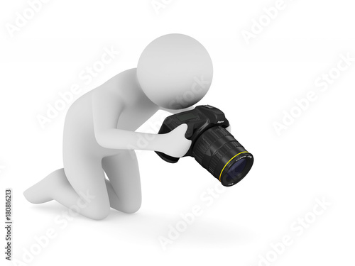 man with digital camera on ...