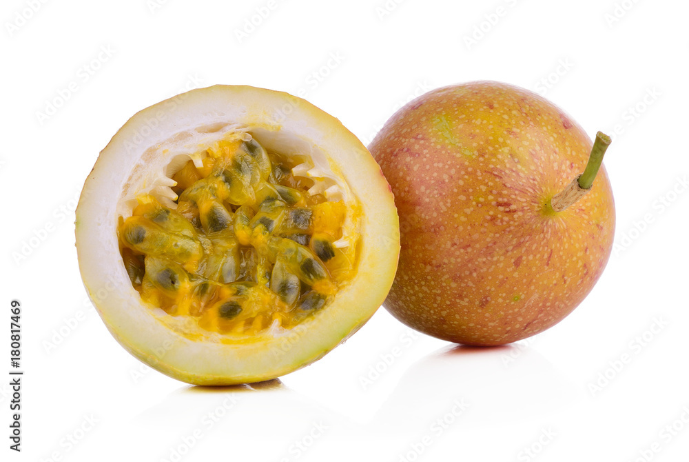 Ripe Passion fruits isolated on white background