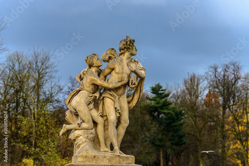 Hermaphroditus and Salmacis baroque statue in Lazienki Park, Warsaw