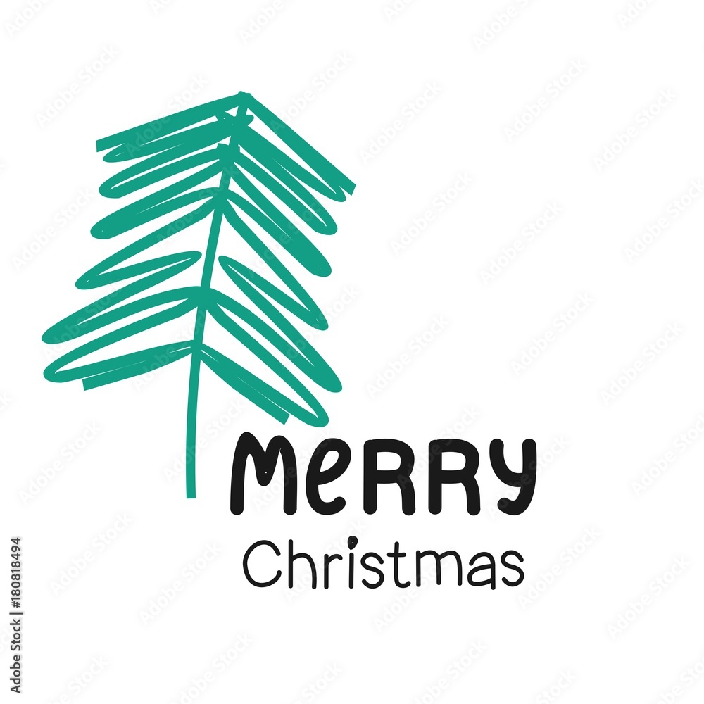 Vector art. Abstract Christmas tree and hand the words Vector art. Abstract Christmas tree and hand the words