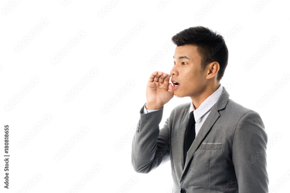 Portrait of a business man's yewling. Isolated on white background Portrait of a business man's yewling. Isolated on white background