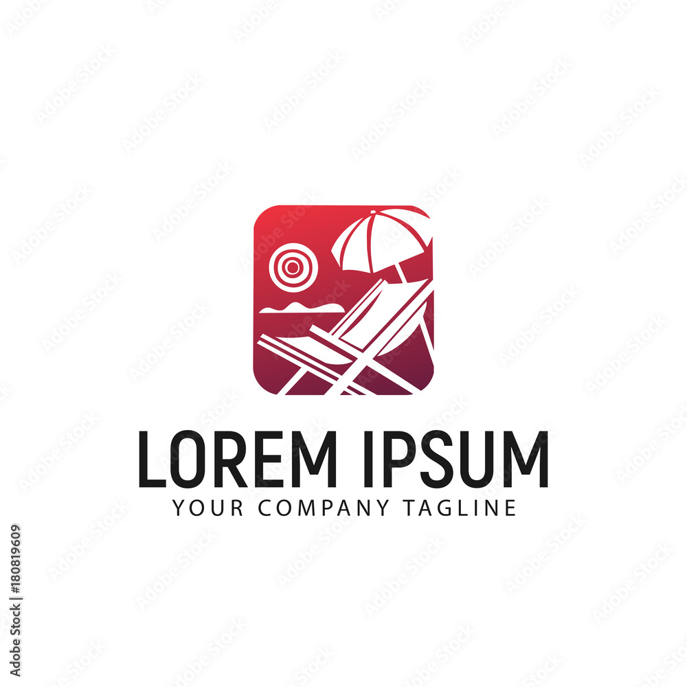 summer illustration logo design concept template summer illustration logo design concept template