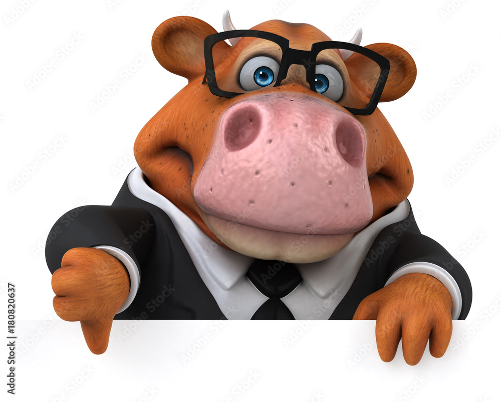 Naklejka premium Fun cow - 3D Illustration