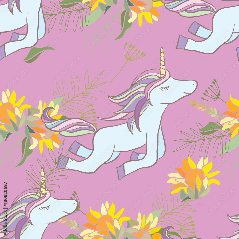 Obraz premium Retro style Illustration with flowers and animal