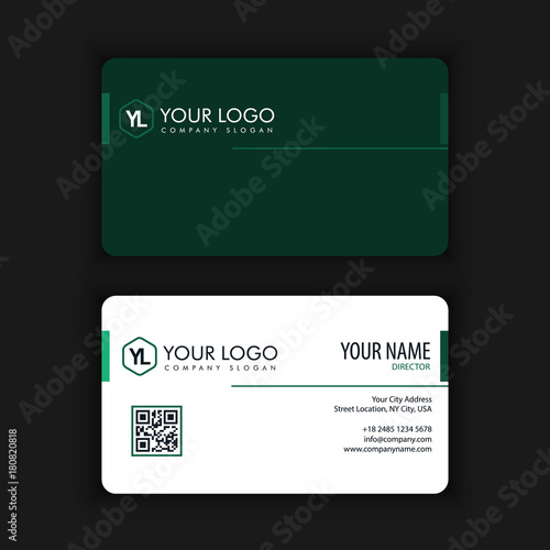 Modern Creative and Clean Business Card Template with green dark color