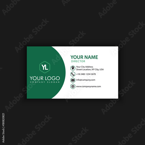 Modern Creative and Clean Business Card Template with green dark color