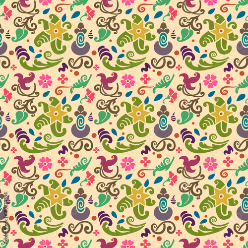 seamless floral pattern with smooth color background