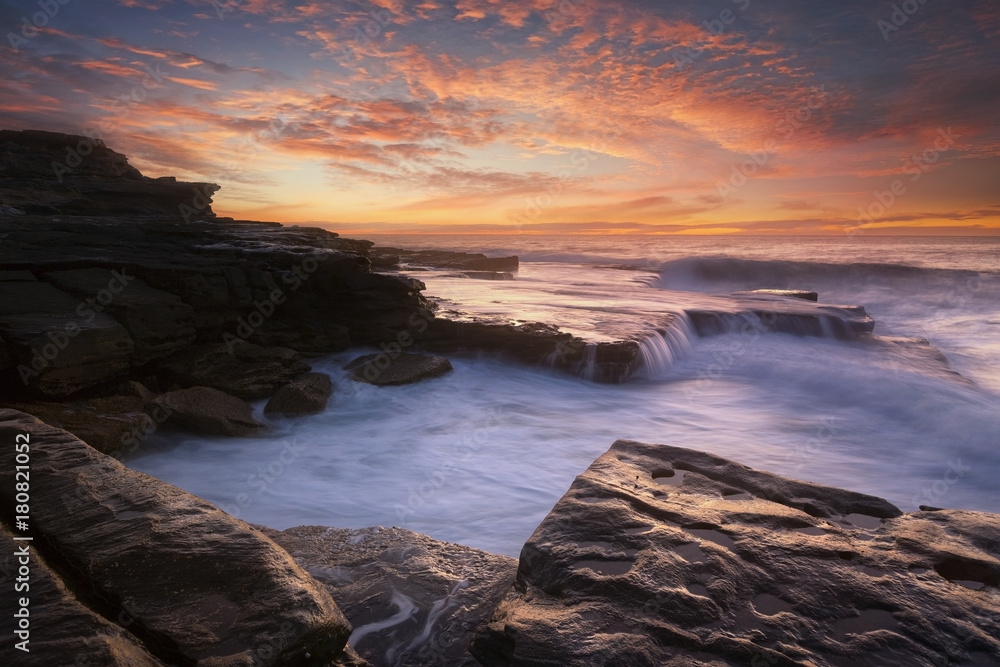 Beautiful sunrise seascape view of Maroubra sea in Sydney, Australia Beautiful sunrise seascape view of Maroubra sea in Sydney, Australia
