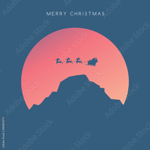 vector  Minimalist style Marry Christmas Happy New Year concept. Flat Minimal Landscape Illustration Eps10