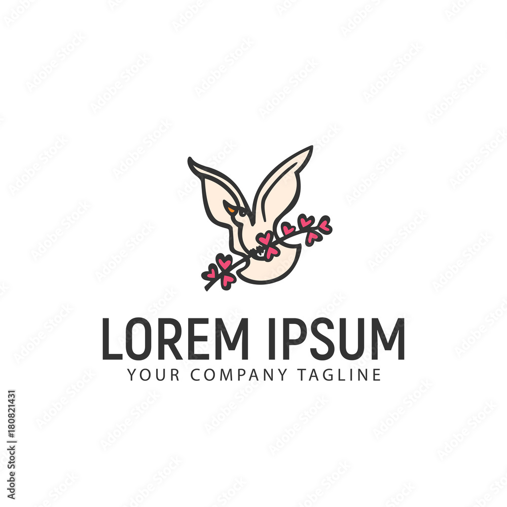 bird with flower logo design concept template bird with flower logo design concept template