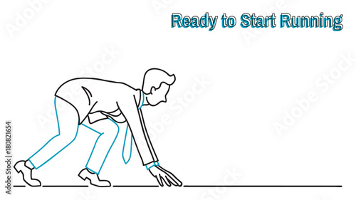 Businessman ready to start running