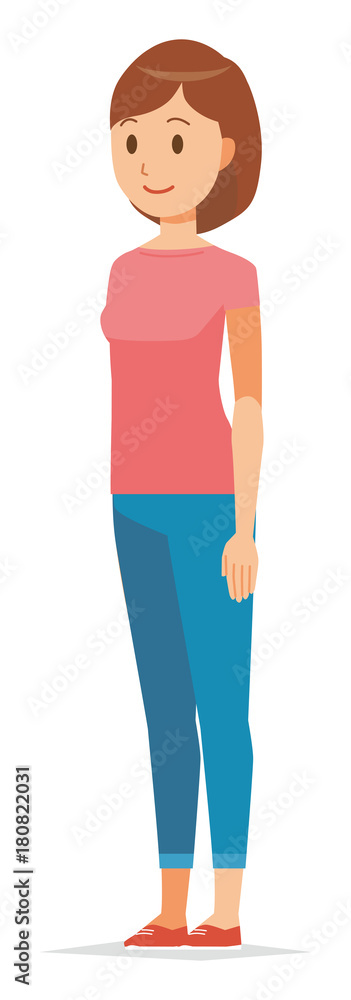 Illustration standing in a short-sleeved dress Illustration standing in a short-sleeved dress