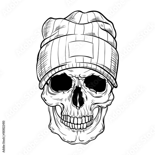 Hipster skull dressed in cap