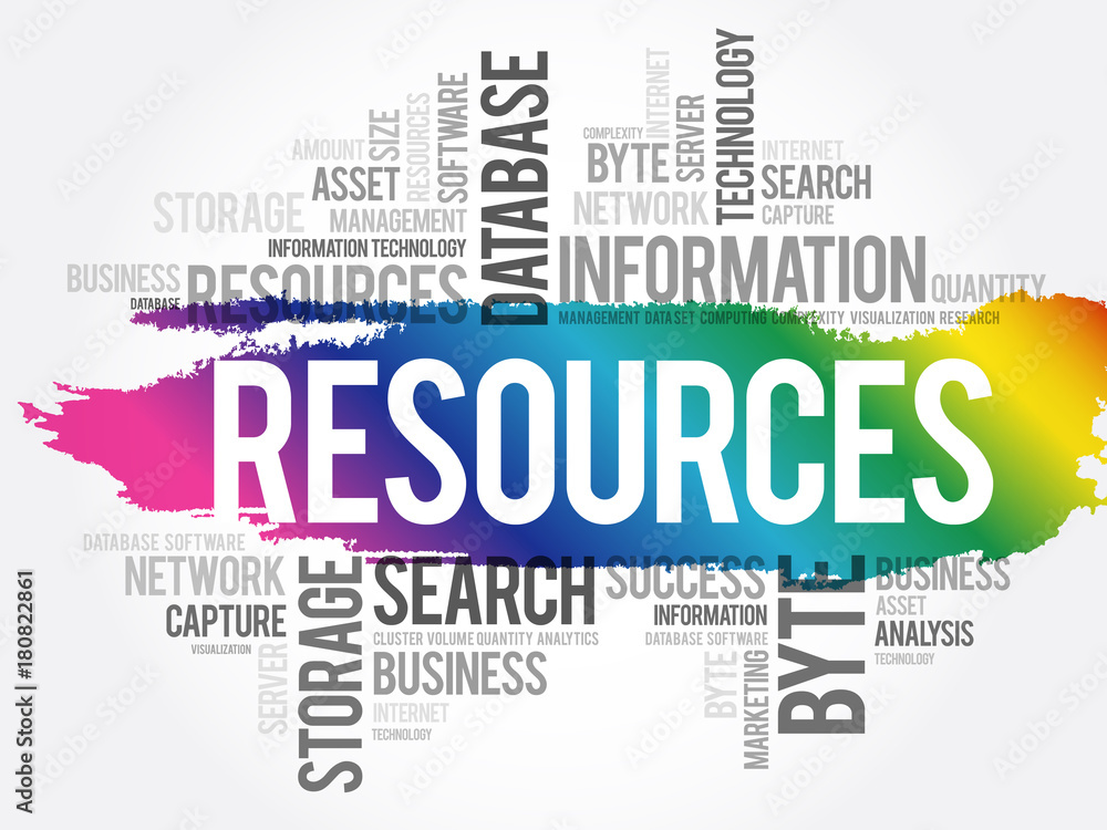 Resources word cloud collage, business concept background