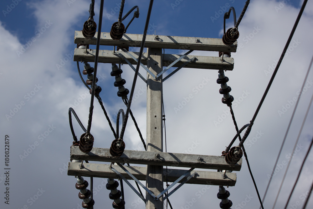 Closeup Eletricity line and electricity post Closeup Eletricity line and electricity post