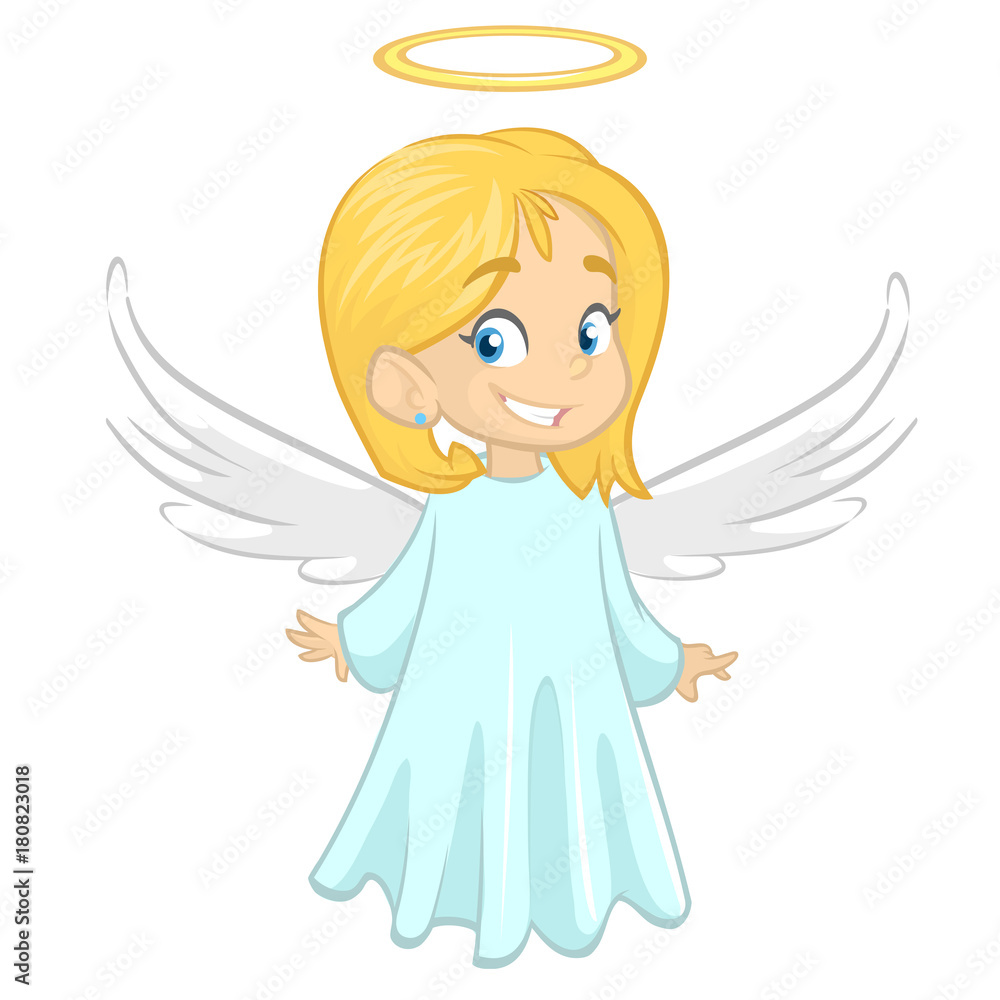 Cute Christmas girl angel character. Vector illustration isolated Cute Christmas girl angel character. Vector illustration isolated