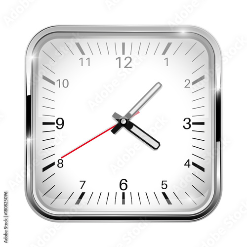 Clock. Square shaped clock with metal frame