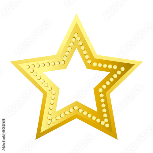 Shiny bright five-pointed star flat vector illustration