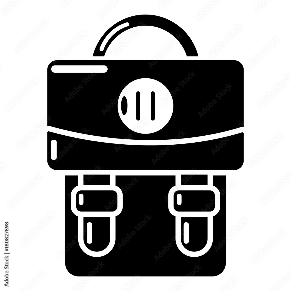 Backpack luggage icon, simple black style Backpack luggage icon, simple black style