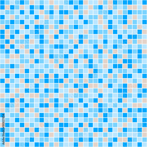 Blue and beige ceramic tile mosaic in swimming pool