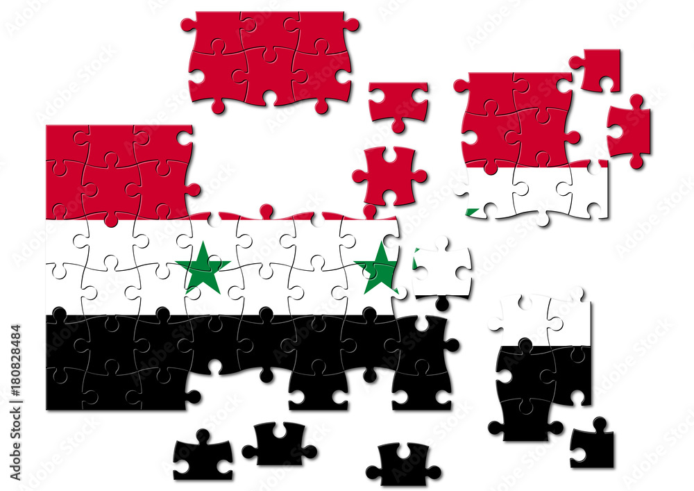 Flag of Syria, conflict concept Flag of Syria, conflict concept