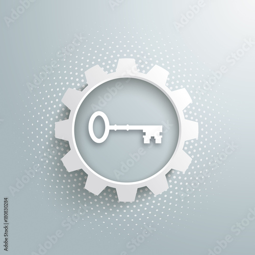 White Paper Gear Wheel Key Infographic Halftone