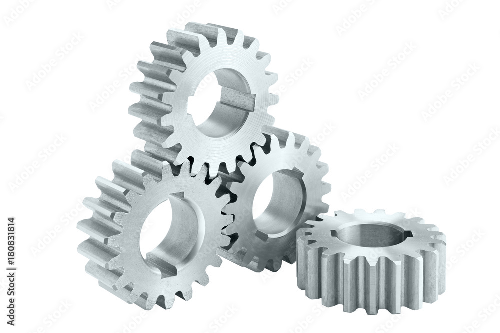 Steel gears on the white background Steel gears on the white background
