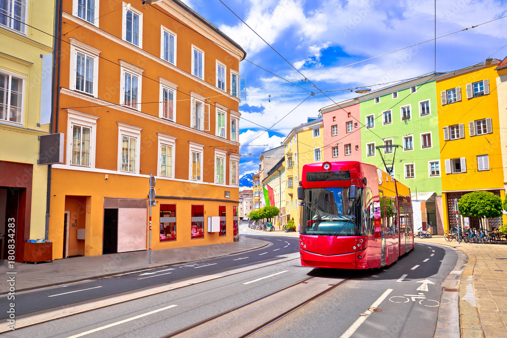Naklejka premium Colorful street of Innsbruck view