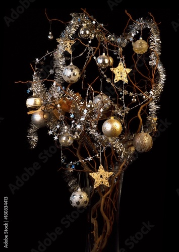 Golden and silver Christmas tree.