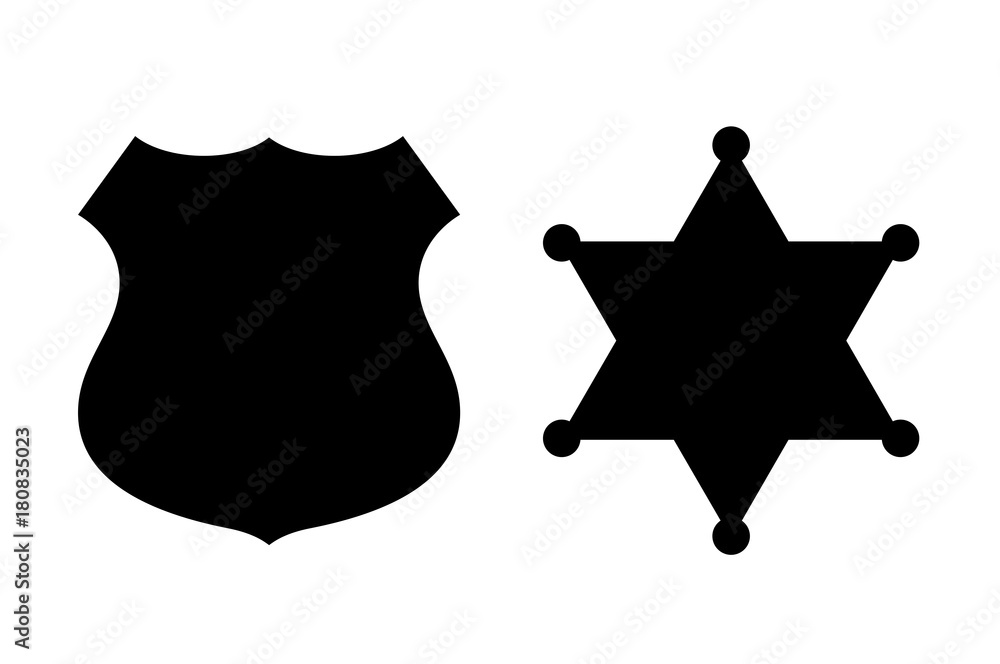 Policeman and sheriff badge icon - obrazy, fototapety, plakaty 