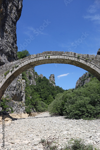 Kokkori arched stone bridge landmark Zagoria Greece