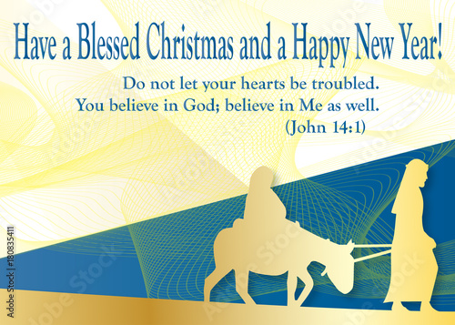 Religious Christmas Card with the traditional wish "Marry Christmas and Happy New year!" 