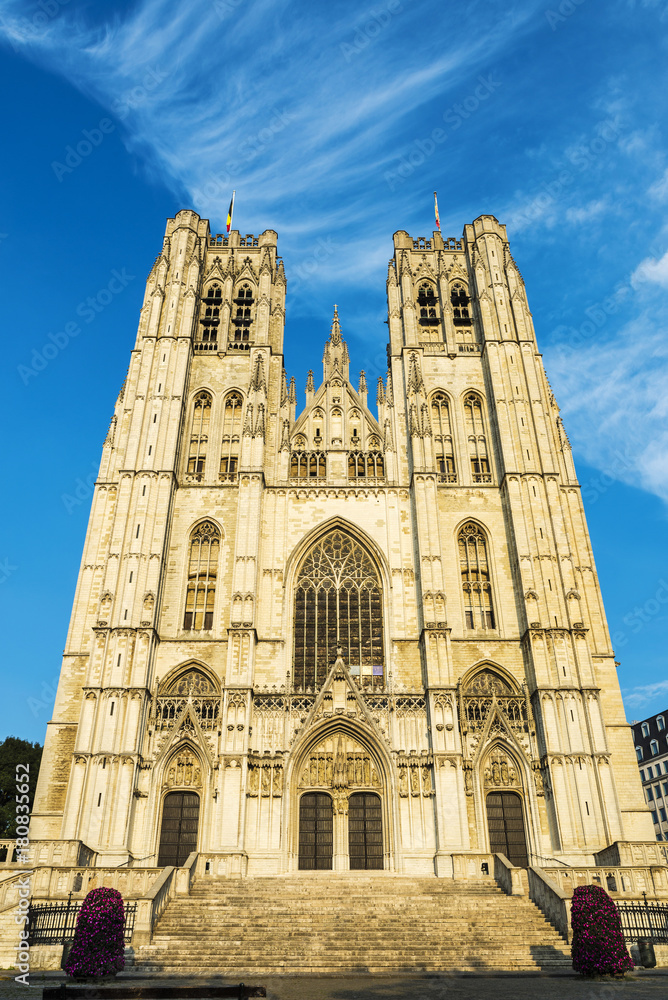 Fototapeta premium Facade of the Cathedral of Brussels in Belgium