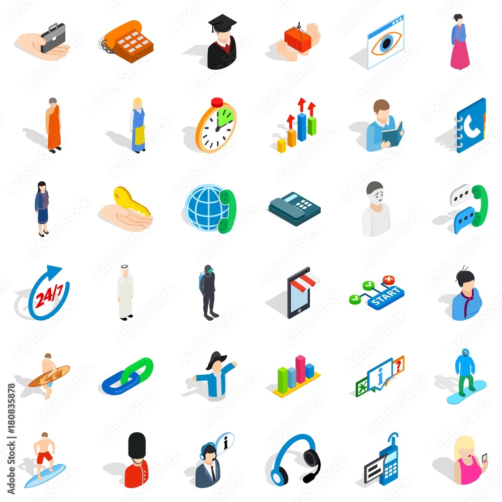 Work icons set, isometric style Work icons set, isometric style