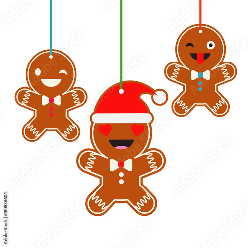 Poster Christmas Gingerbread on a white background. Christmas gingerman. Cute cartoon Gingerbread. 