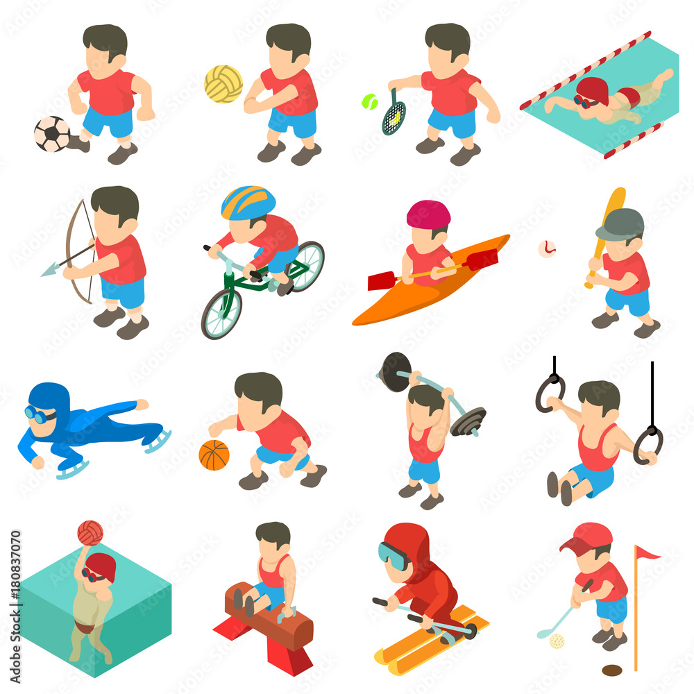 Sport icons set, isometric style Sport icons set, isometric style