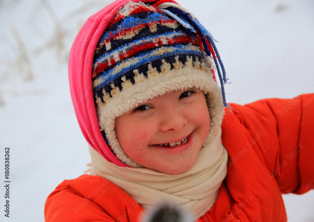 Portrait of beautiful little girl in the winter Portrait of beautiful little girl in the winter