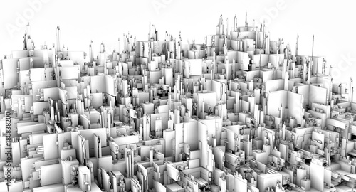 3D rendering. A futuristic city.