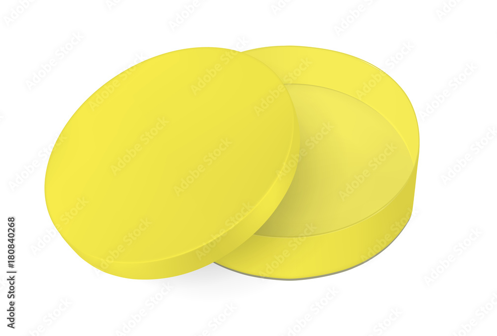 Yellow round cardboard box with lid Yellow round cardboard box with lid